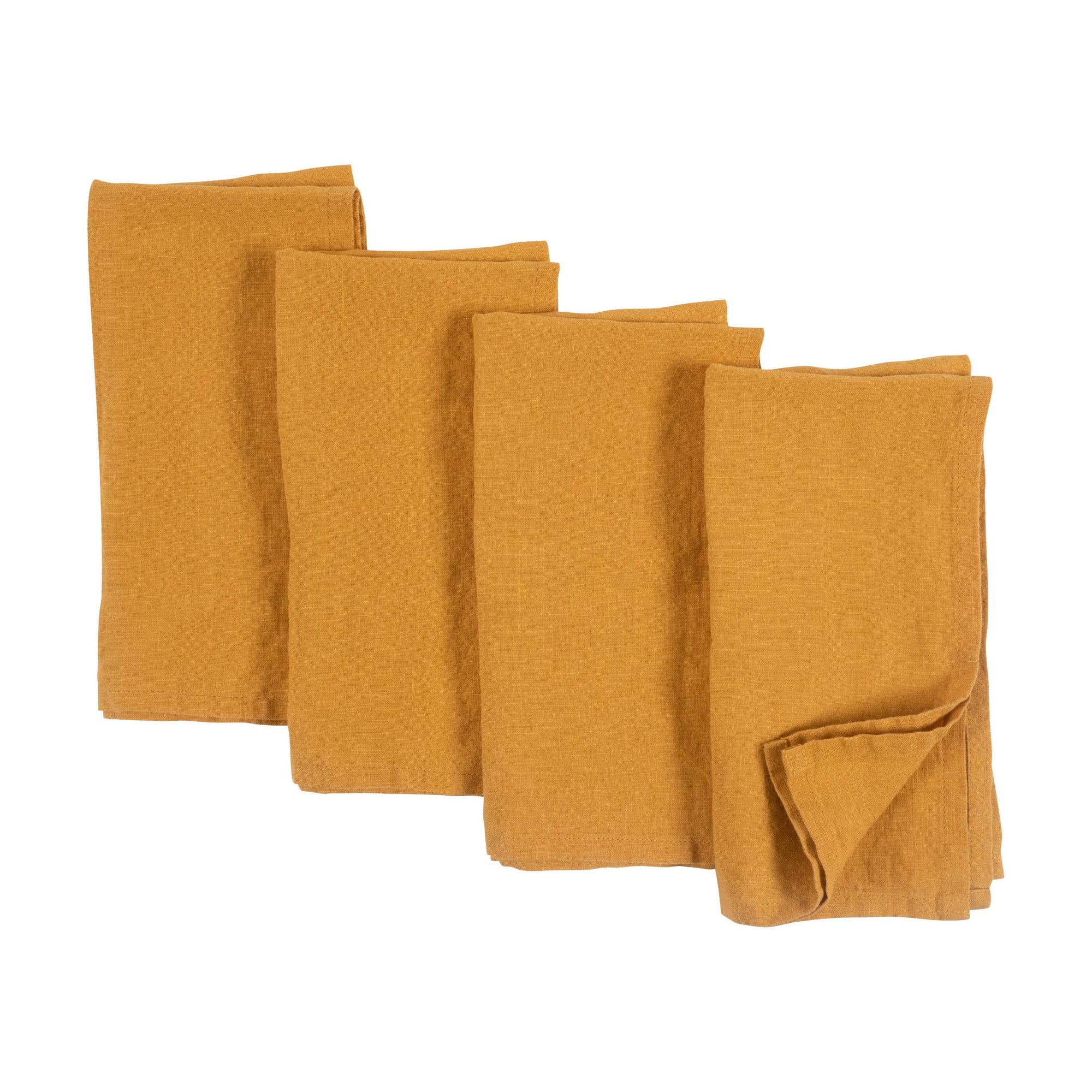 Verona 100%  Stone Washed Linen Napkins-Set Of 4, 20" x 20": Ivory