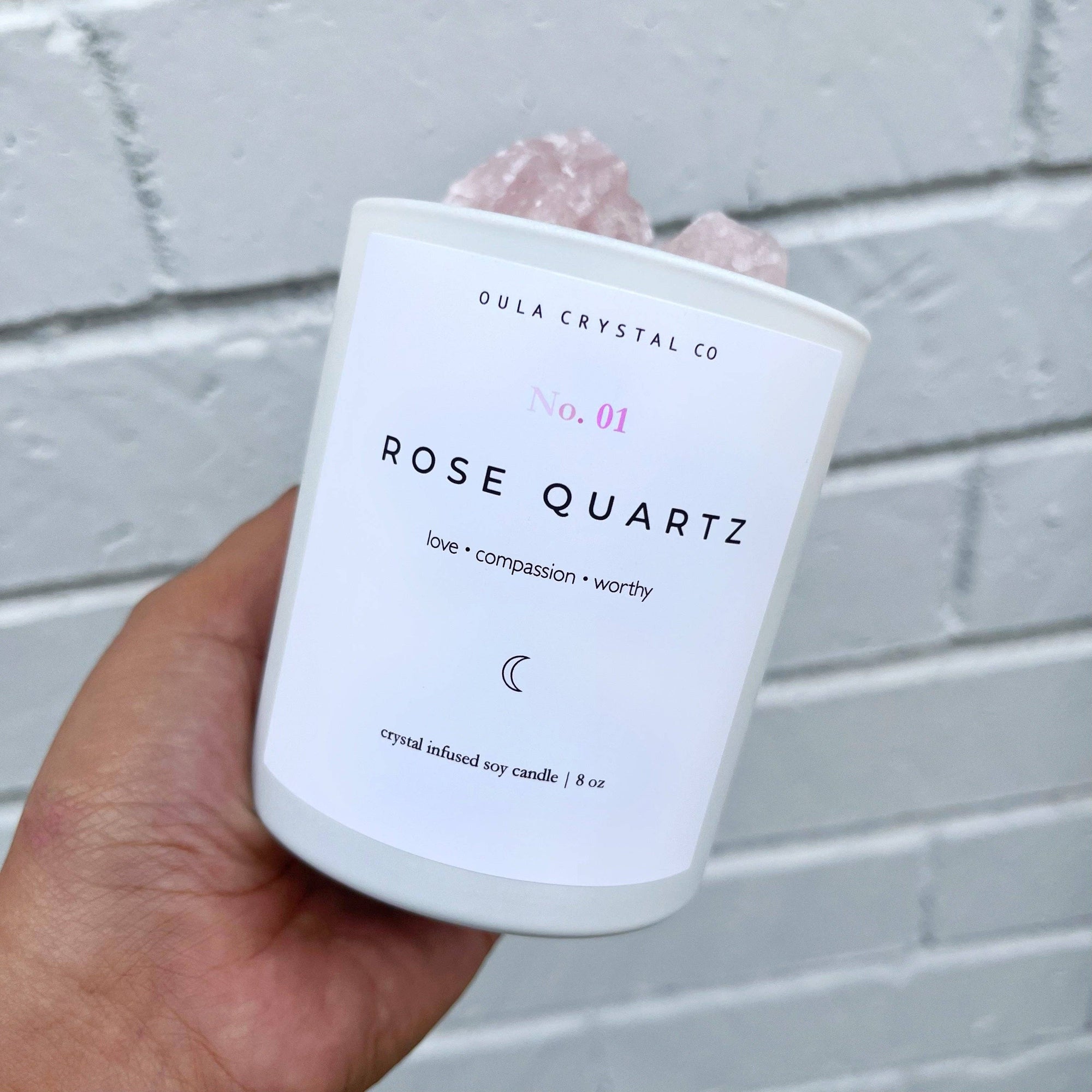 Rose Quartz Candle · Wholesale  · Crystal Infused: Champagne Toast