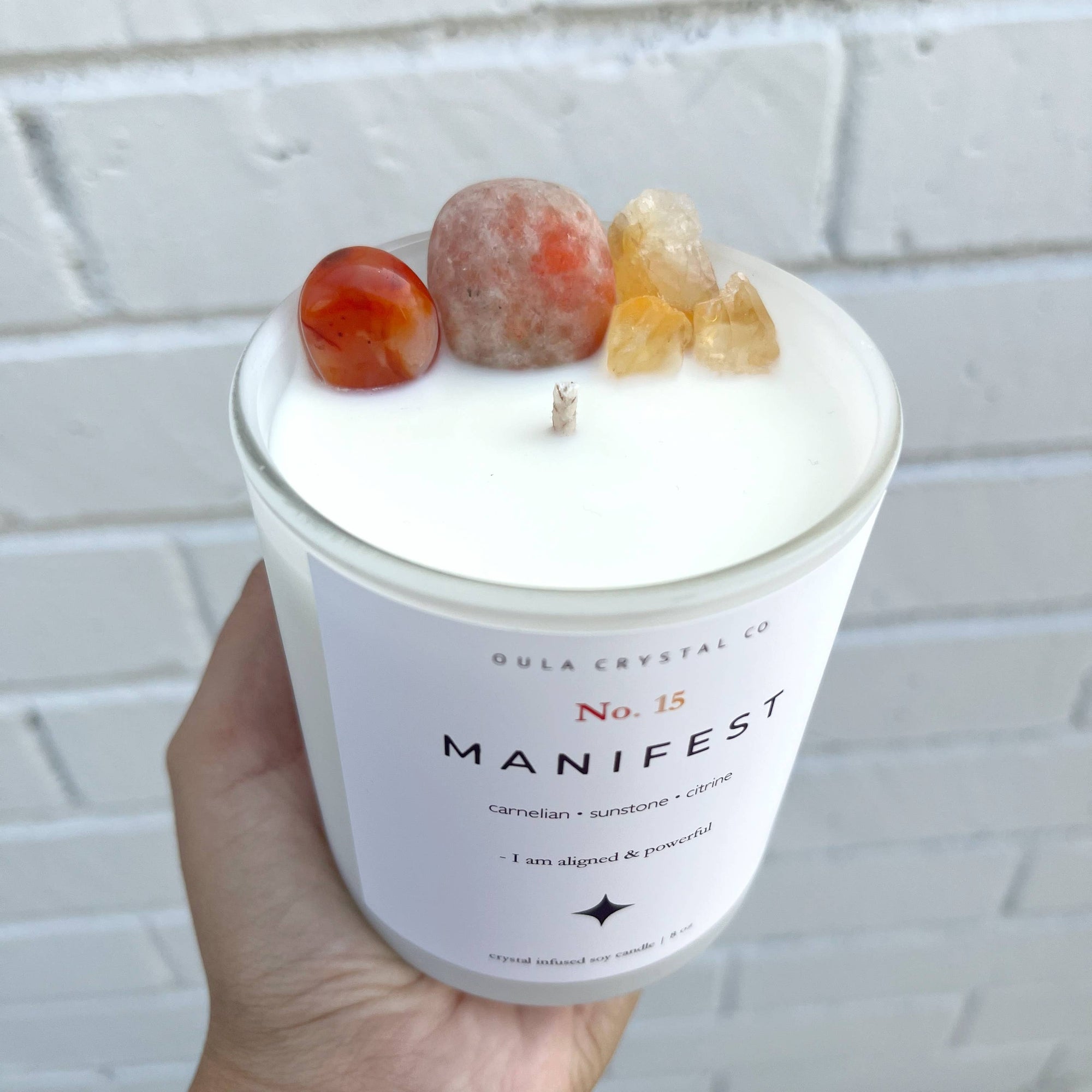 Manifest Crystal Candle · Crystal Infused · 8oz: Orange Blossom