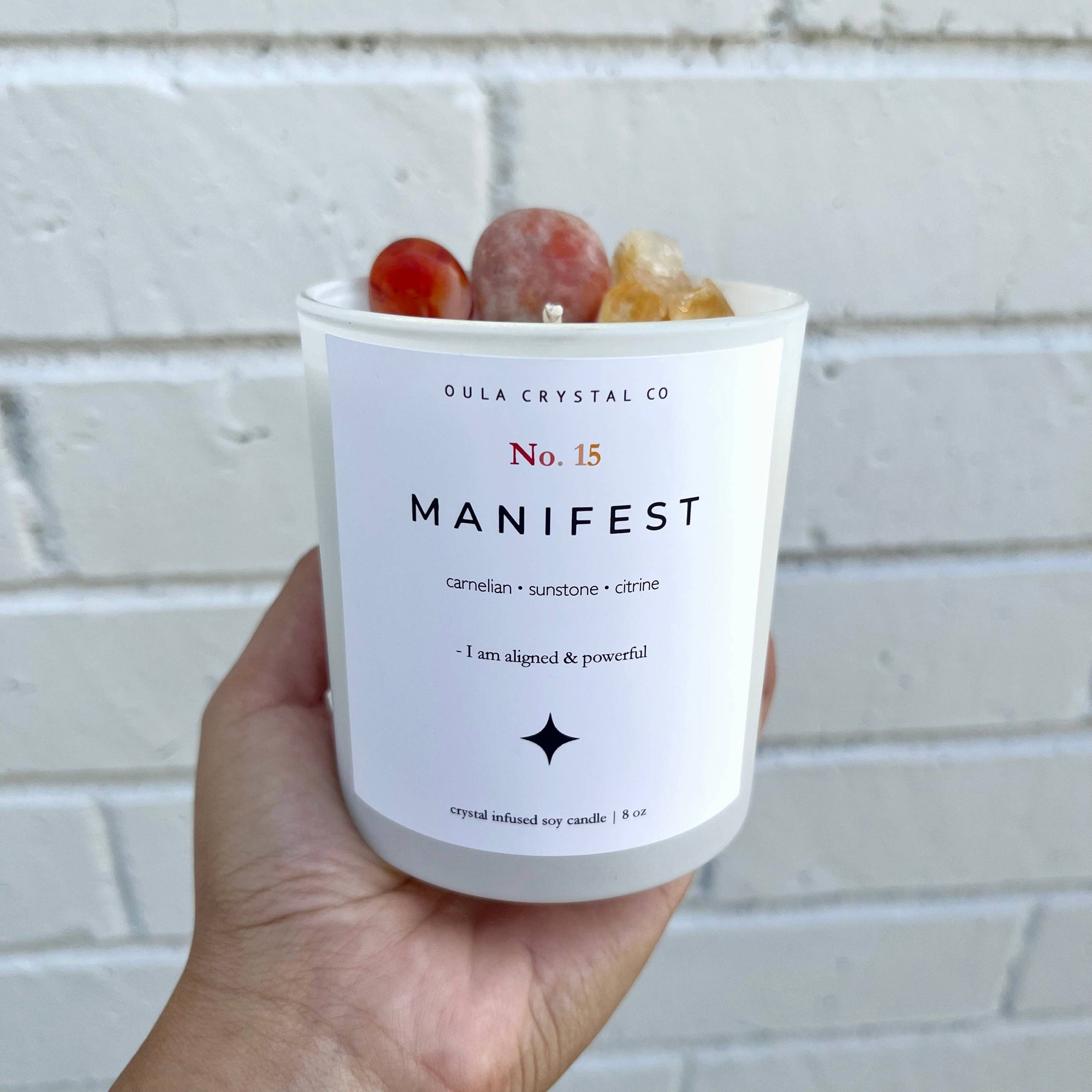 Manifest Crystal Candle · Crystal Infused · 8oz: Orange Blossom