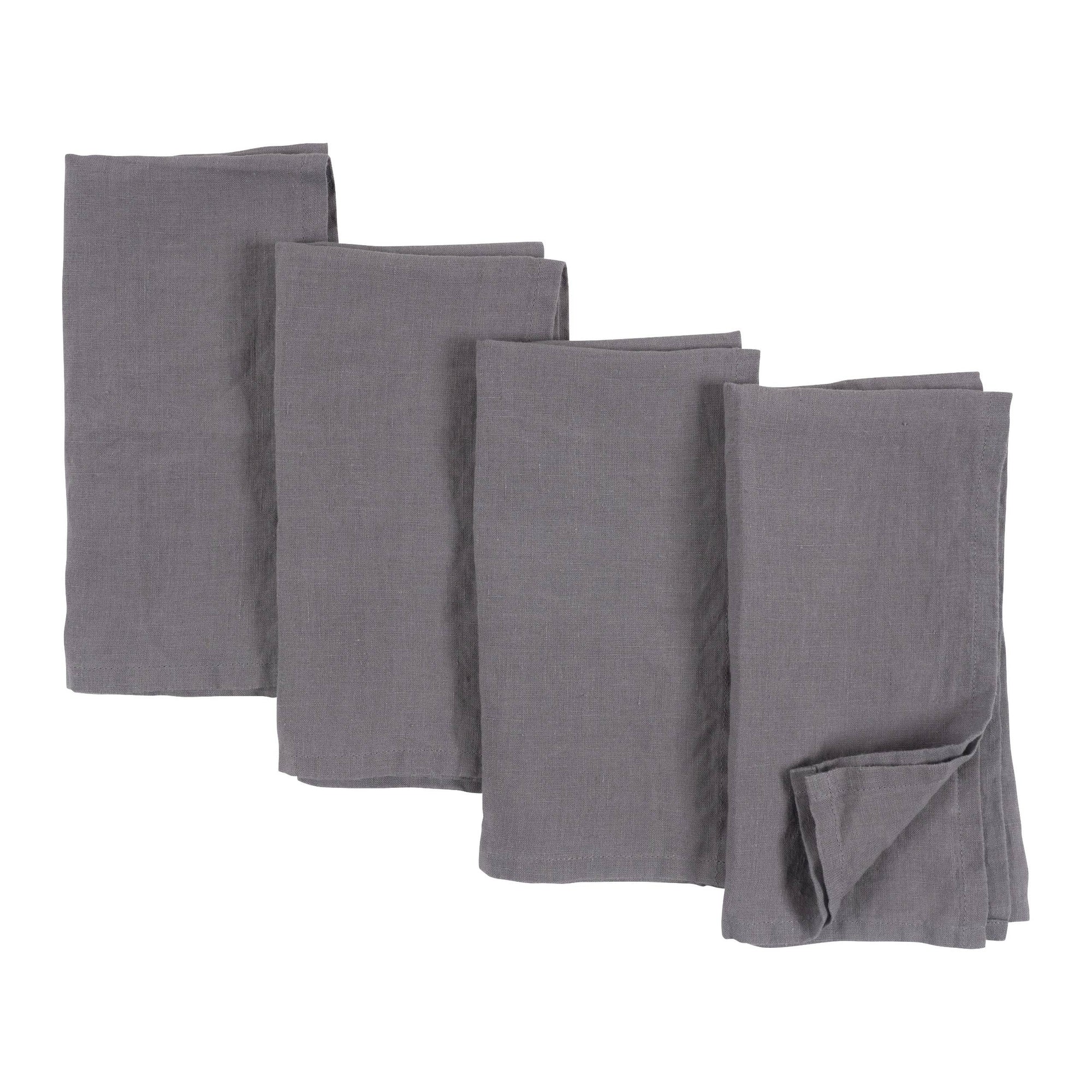 Verona 100%  Stone Washed Linen Napkins-Set Of 4, 20" x 20": Ivory