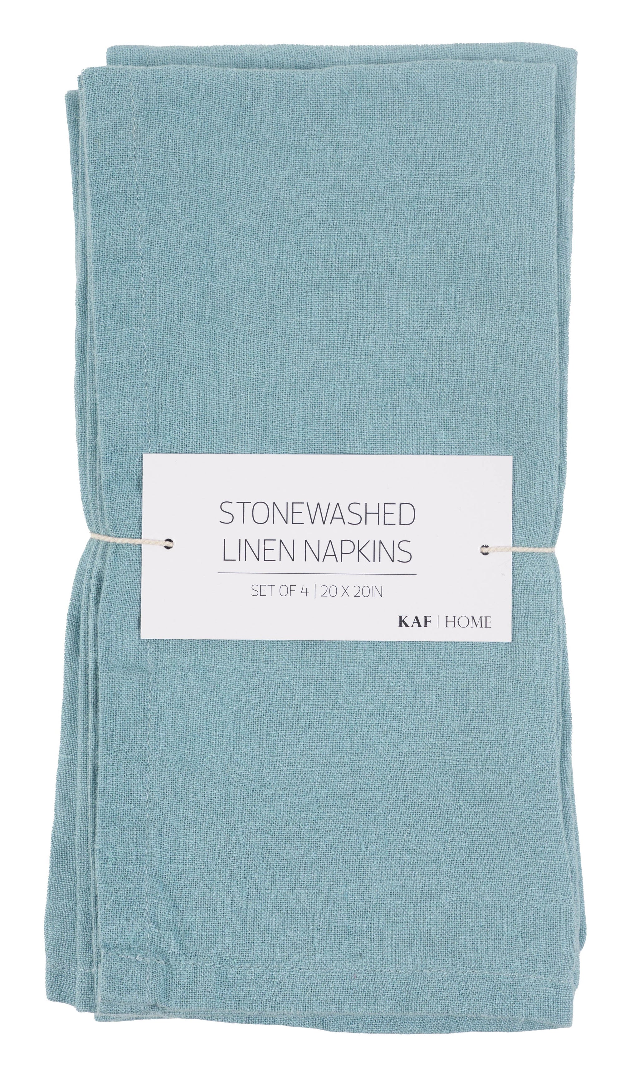 Verona 100%  Stone Washed Linen Napkins-Set Of 4, 20" x 20": Ivory