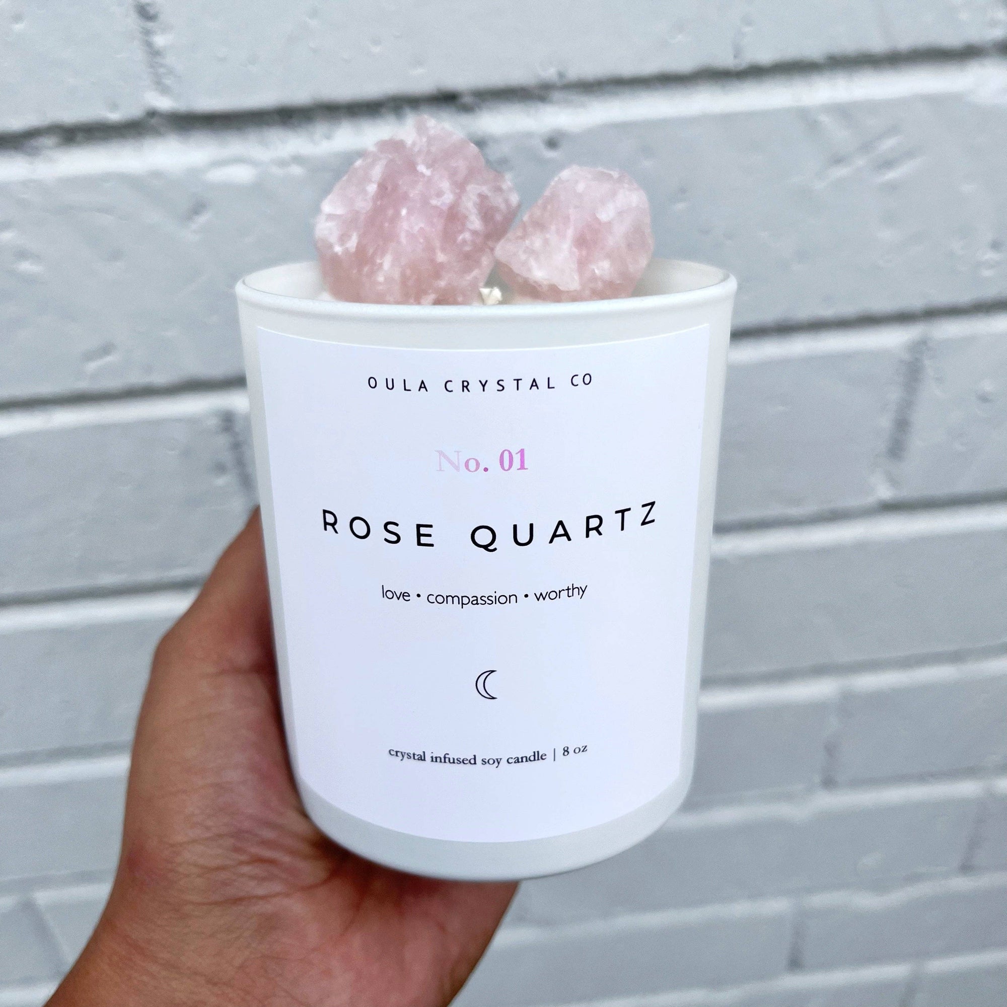 Rose Quartz Candle · Wholesale  · Crystal Infused: Champagne Toast