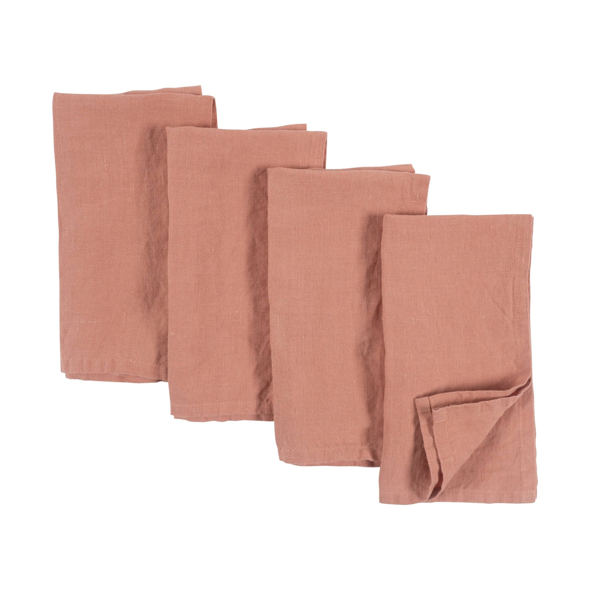 Verona 100%  Stone Washed Linen Napkins-Set Of 4, 20" x 20": Ivory