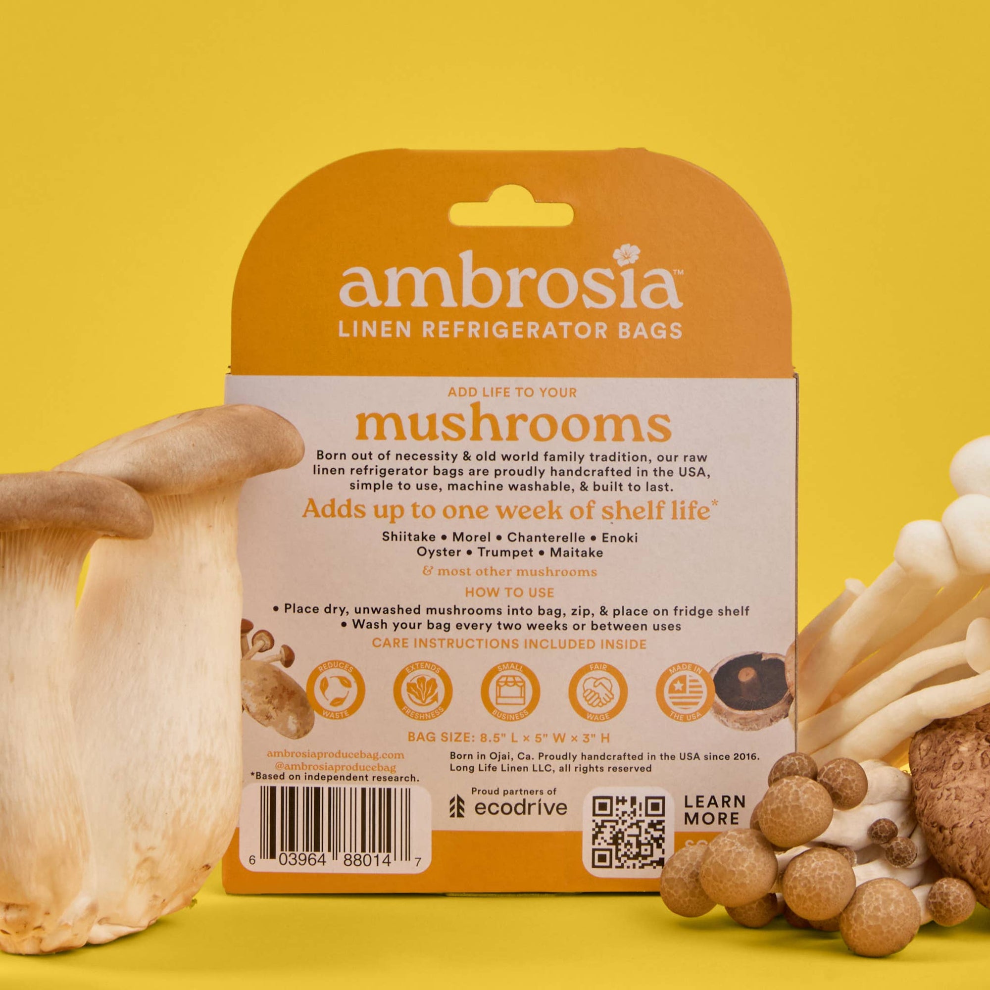 Ambrosia Linen Refrigerator Bag for Mushrooms