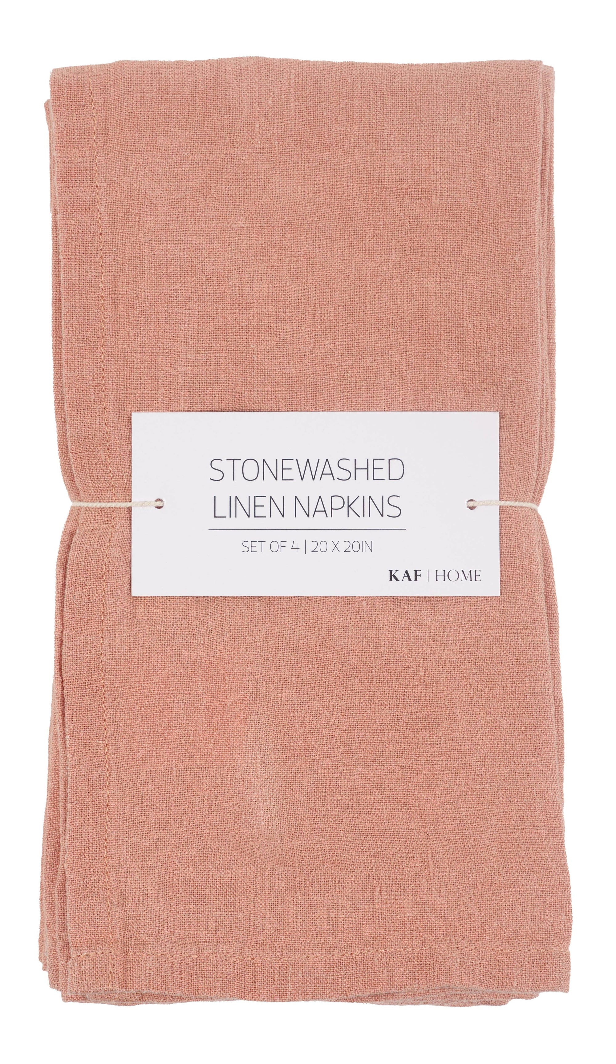 Verona 100%  Stone Washed Linen Napkins-Set Of 4, 20" x 20": Ivory