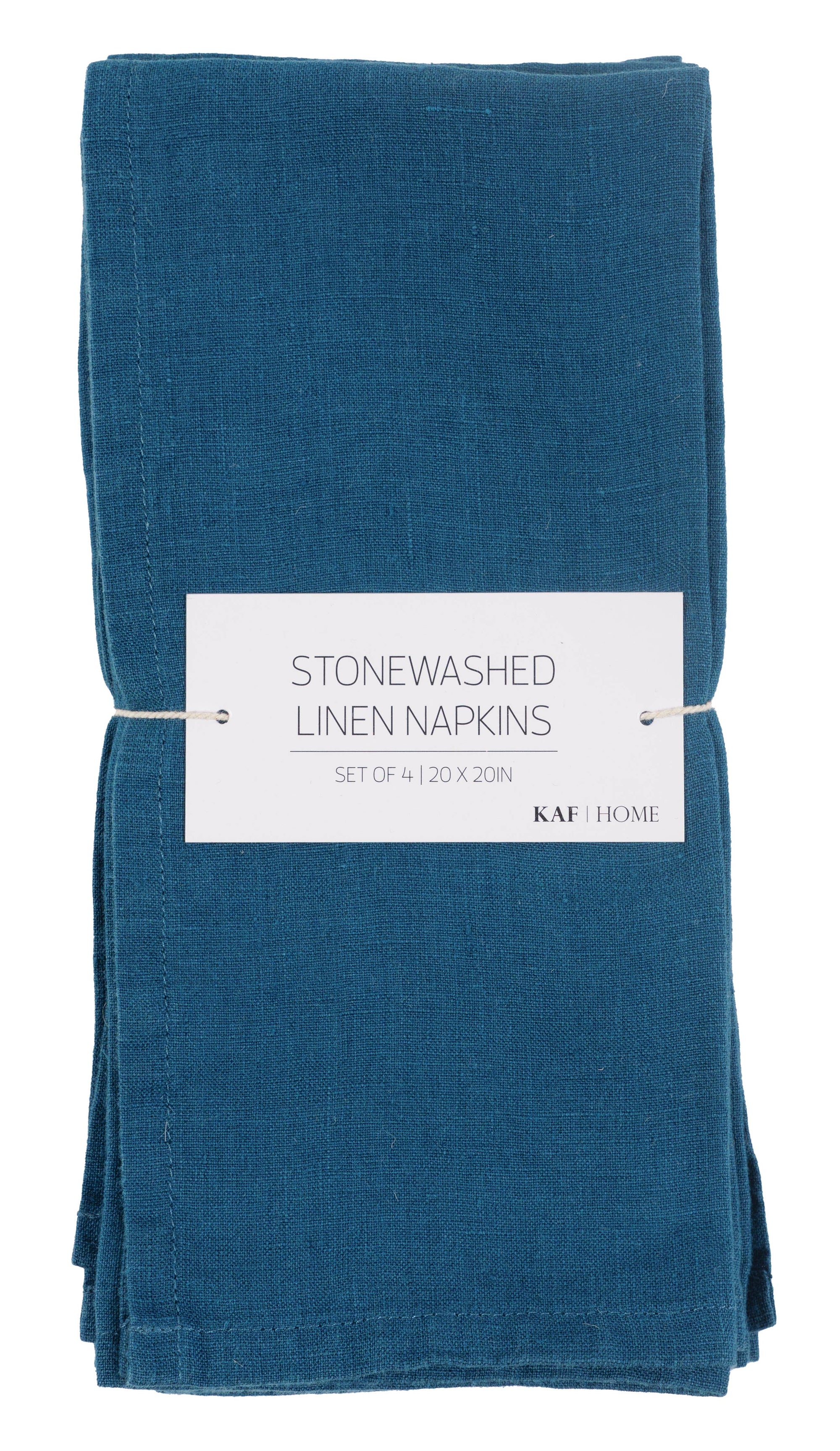Verona 100%  Stone Washed Linen Napkins-Set Of 4, 20" x 20": Ivory