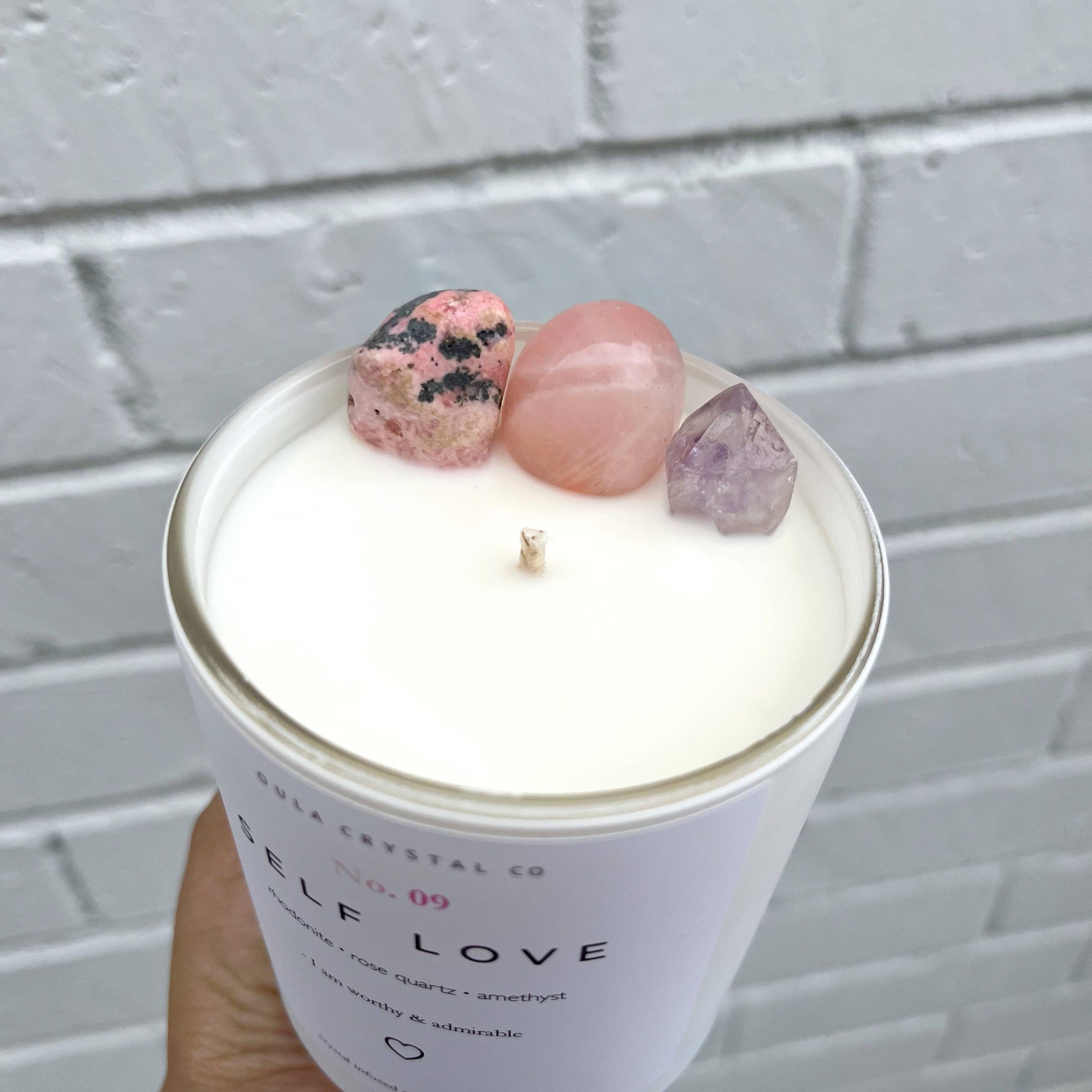 Self Love Crystal Candle · Wholesale · Crystal Infused · Soy
