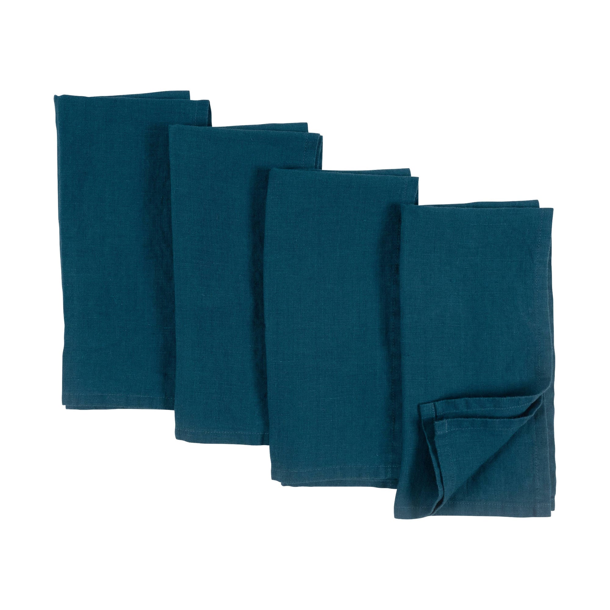Verona 100%  Stone Washed Linen Napkins-Set Of 4, 20" x 20": Ivory