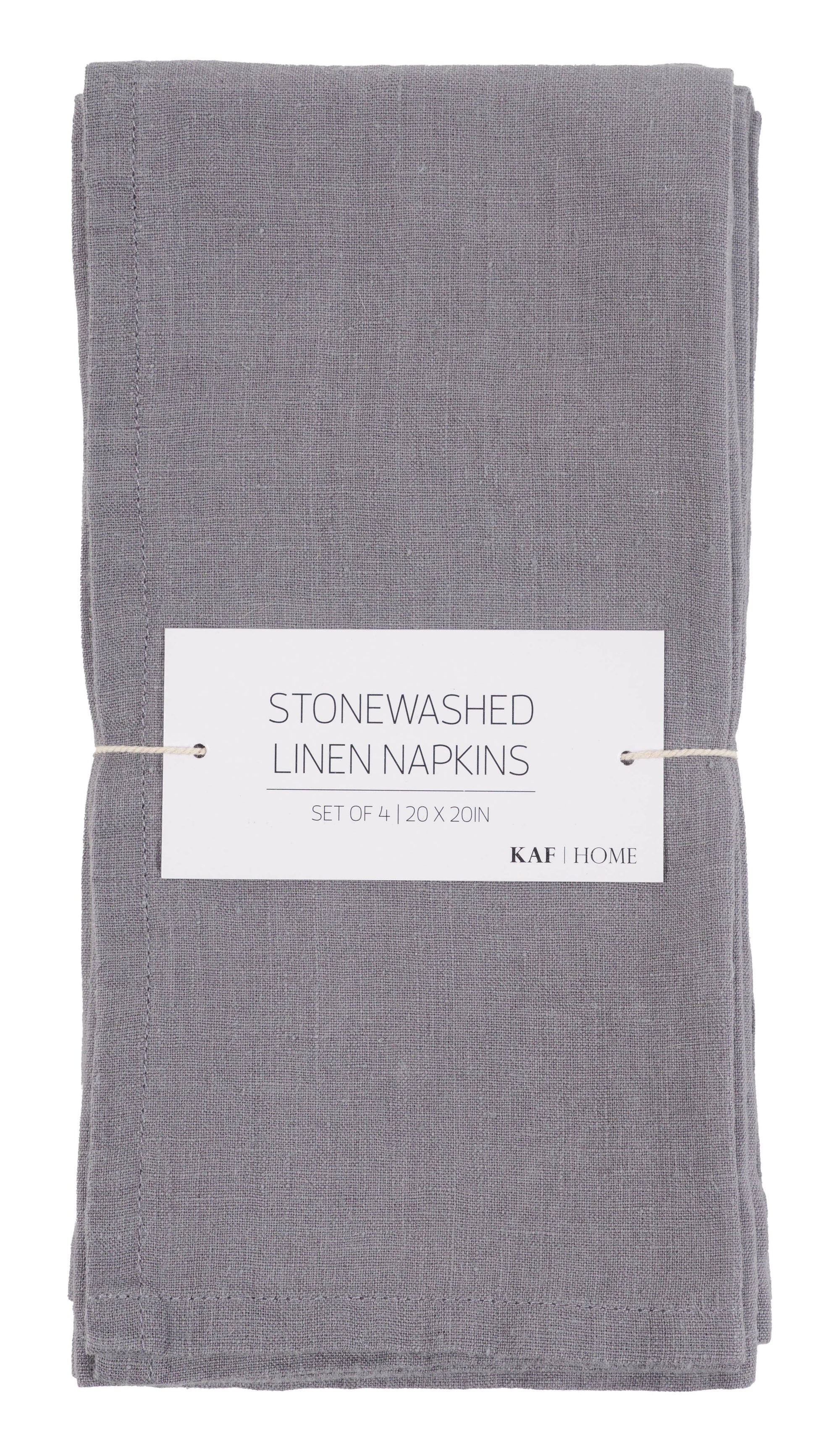 Verona 100%  Stone Washed Linen Napkins-Set Of 4, 20" x 20": Ivory