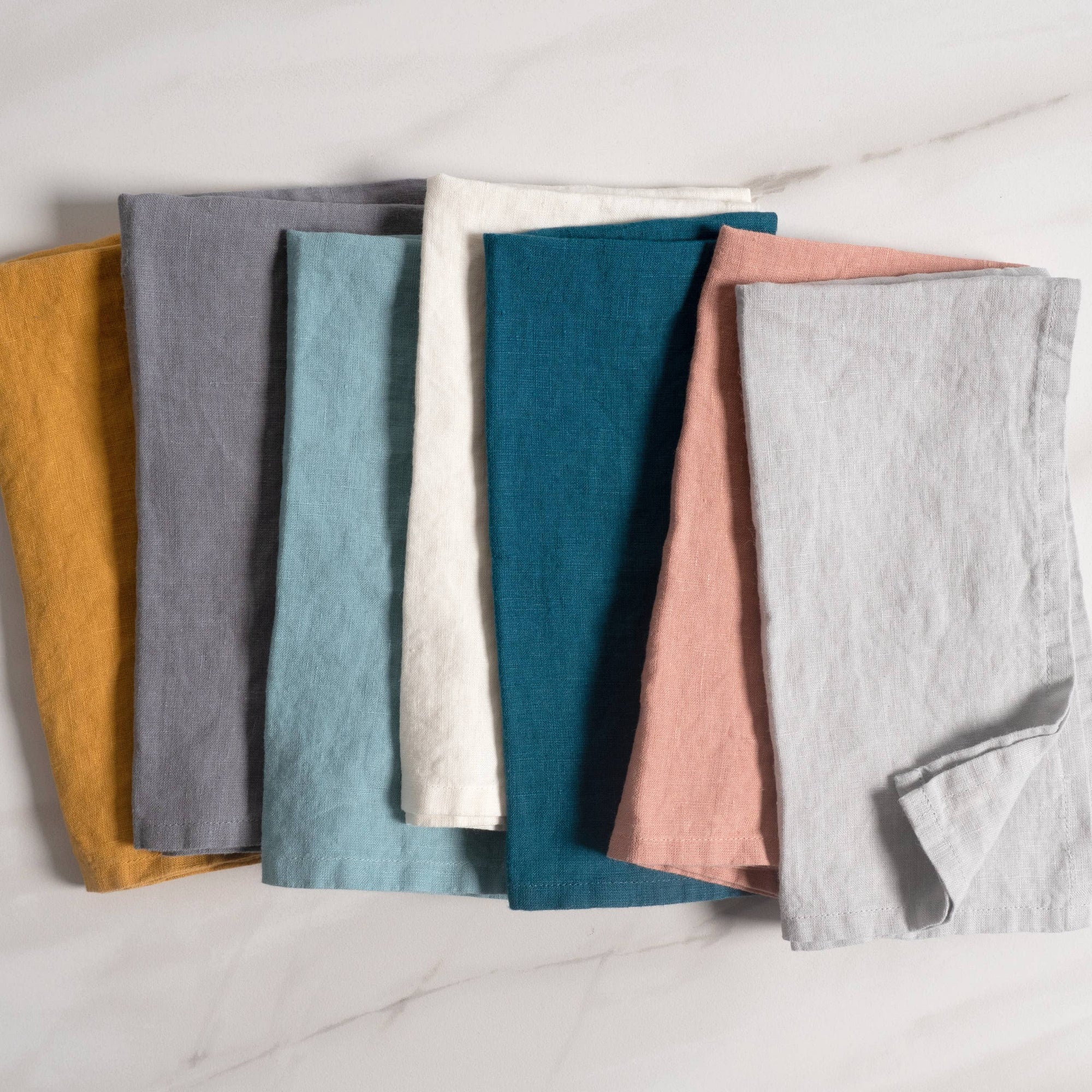 Verona 100%  Stone Washed Linen Napkins-Set Of 4, 20" x 20": Ivory