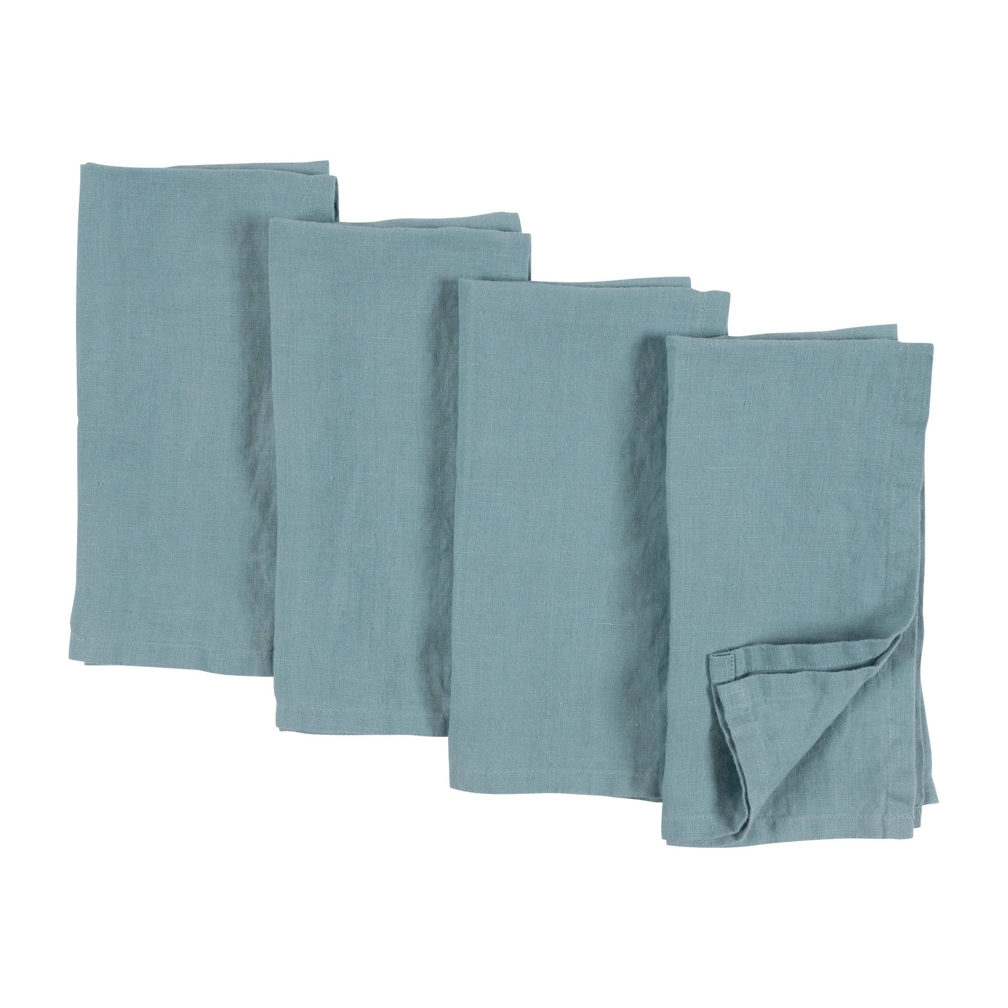 Verona 100%  Stone Washed Linen Napkins-Set Of 4, 20" x 20": Ivory