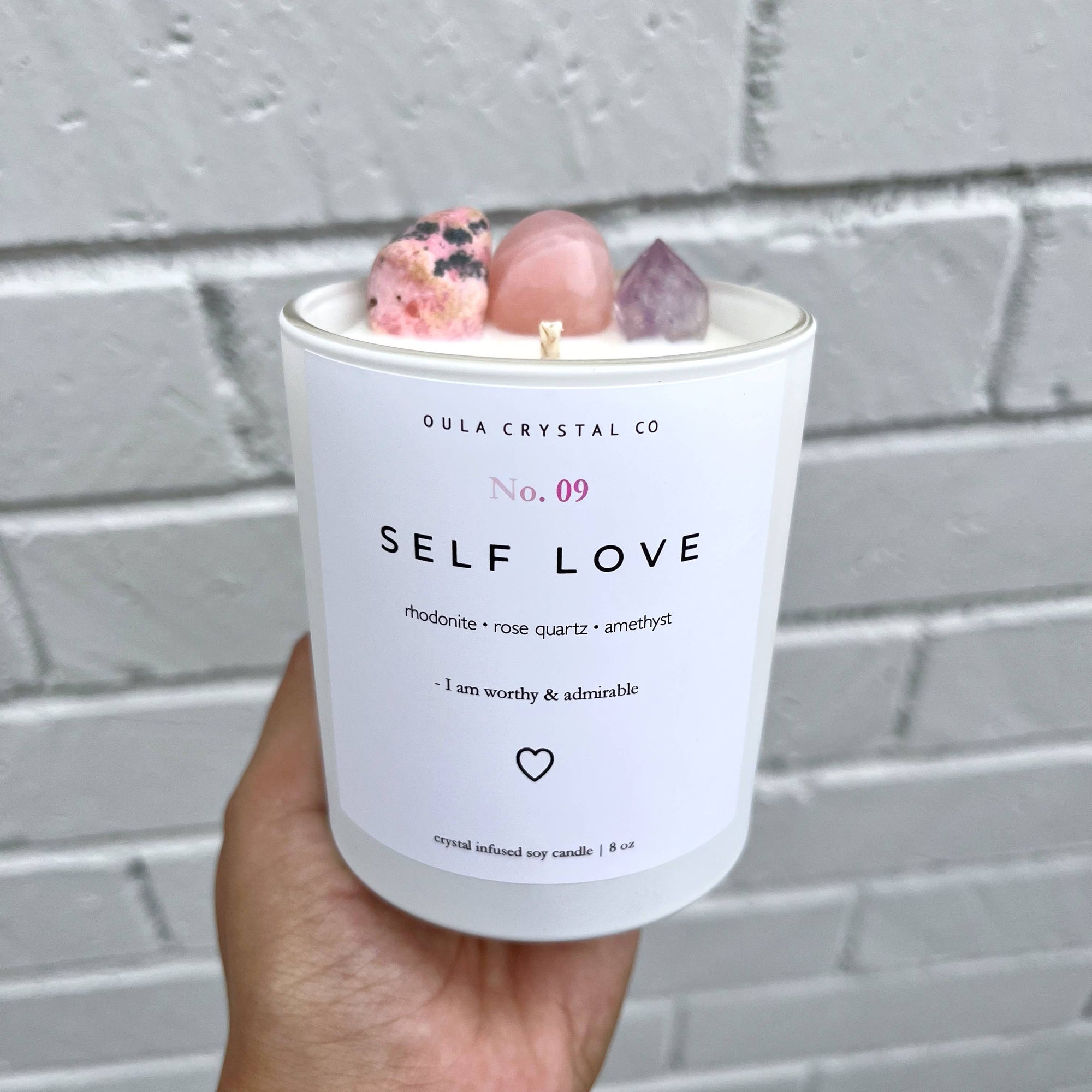 Self Love Crystal Candle · Wholesale · Crystal Infused · Soy