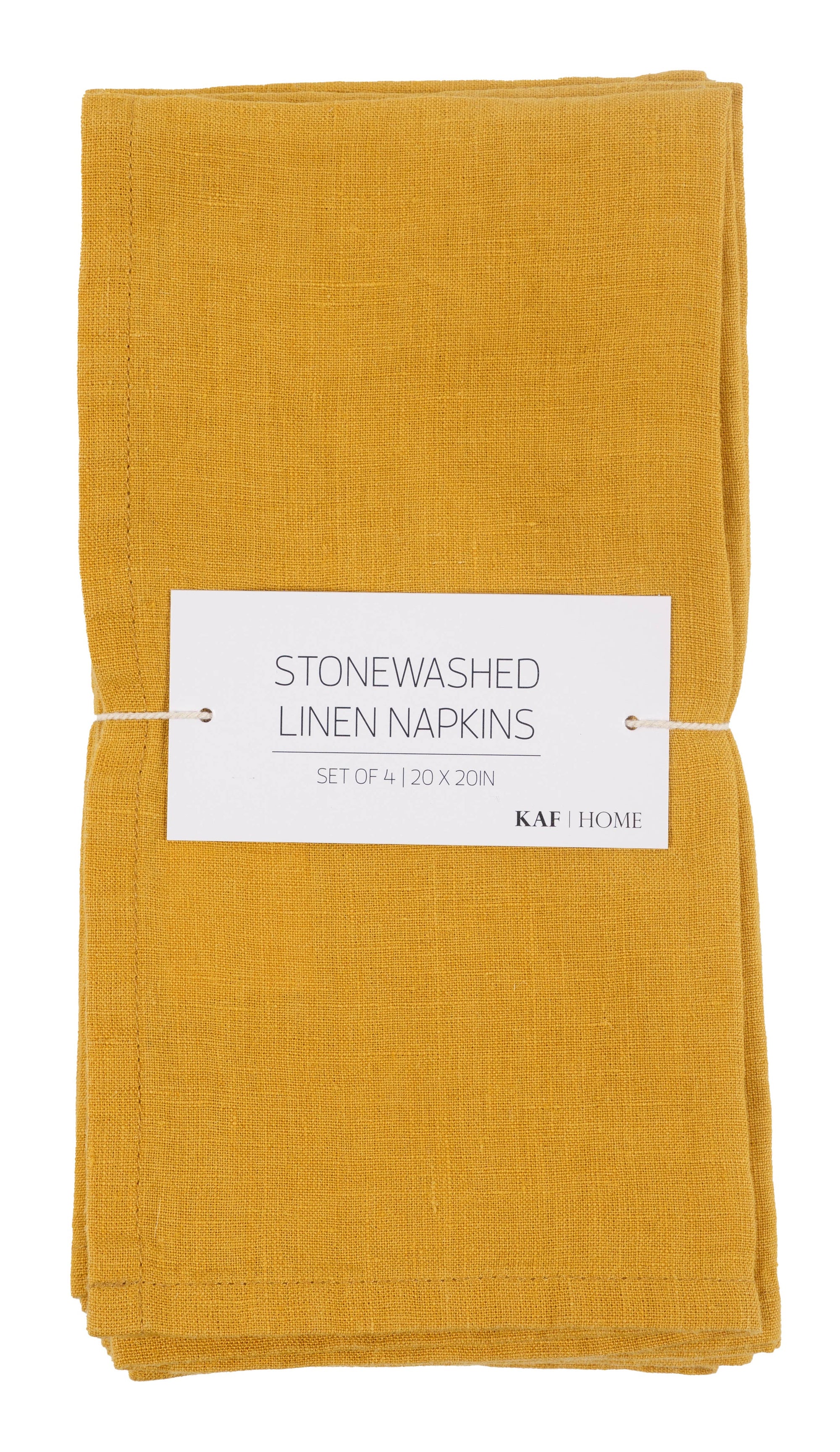 Verona 100%  Stone Washed Linen Napkins-Set Of 4, 20" x 20": Ivory