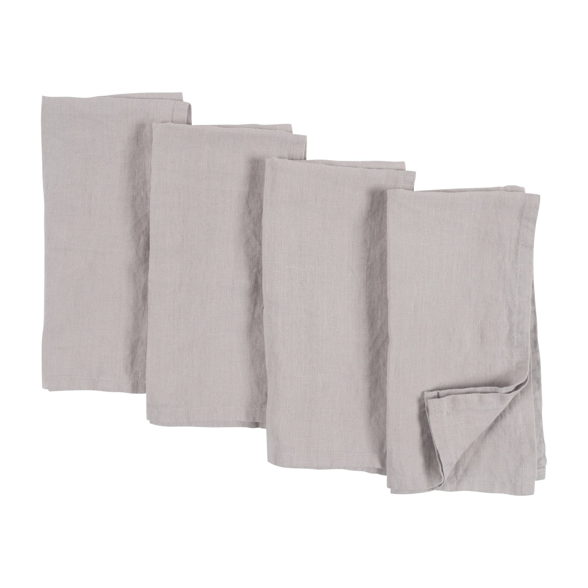 Verona 100%  Stone Washed Linen Napkins-Set Of 4, 20" x 20": Ivory
