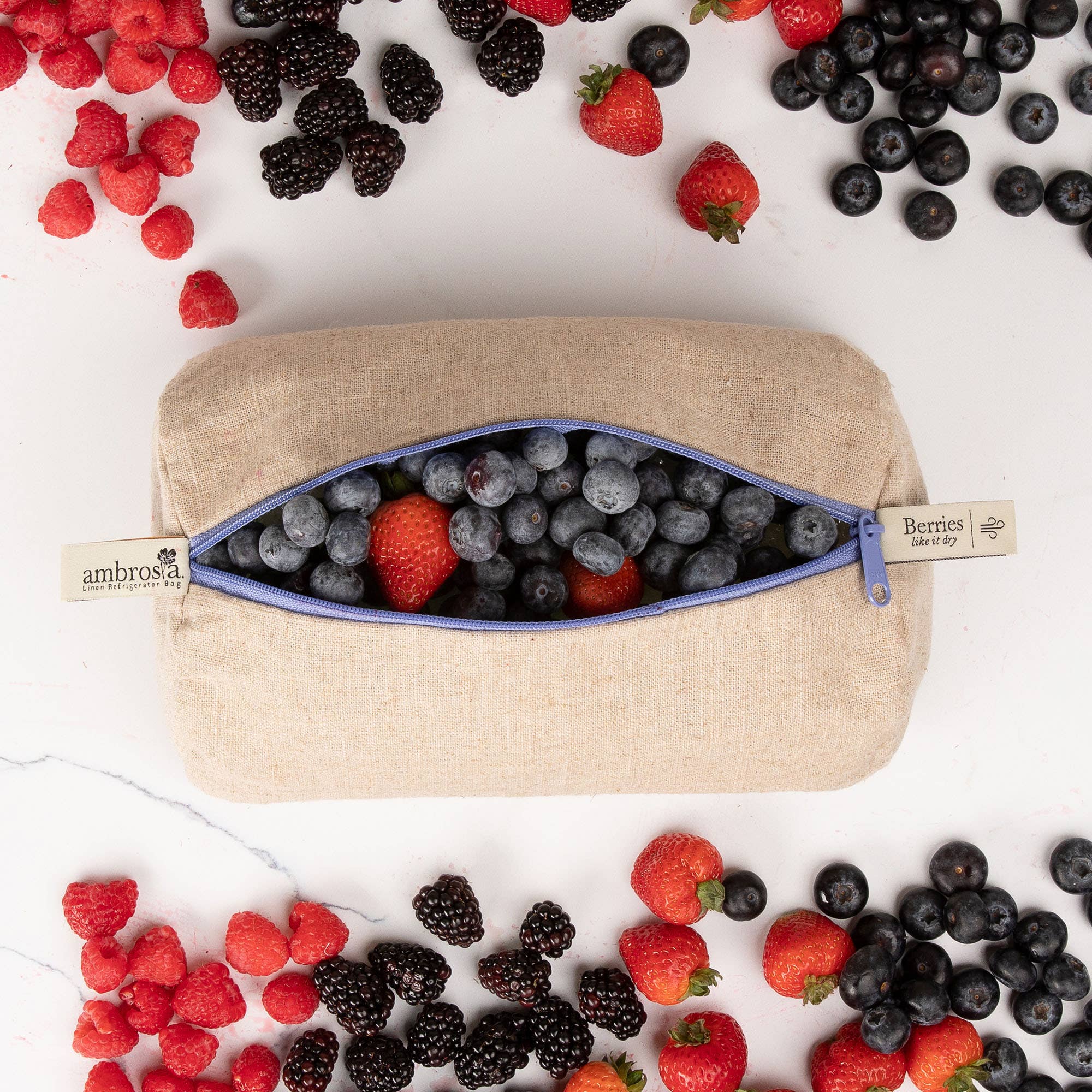 Ambrosia Linen Refrigerator Bag for Berries