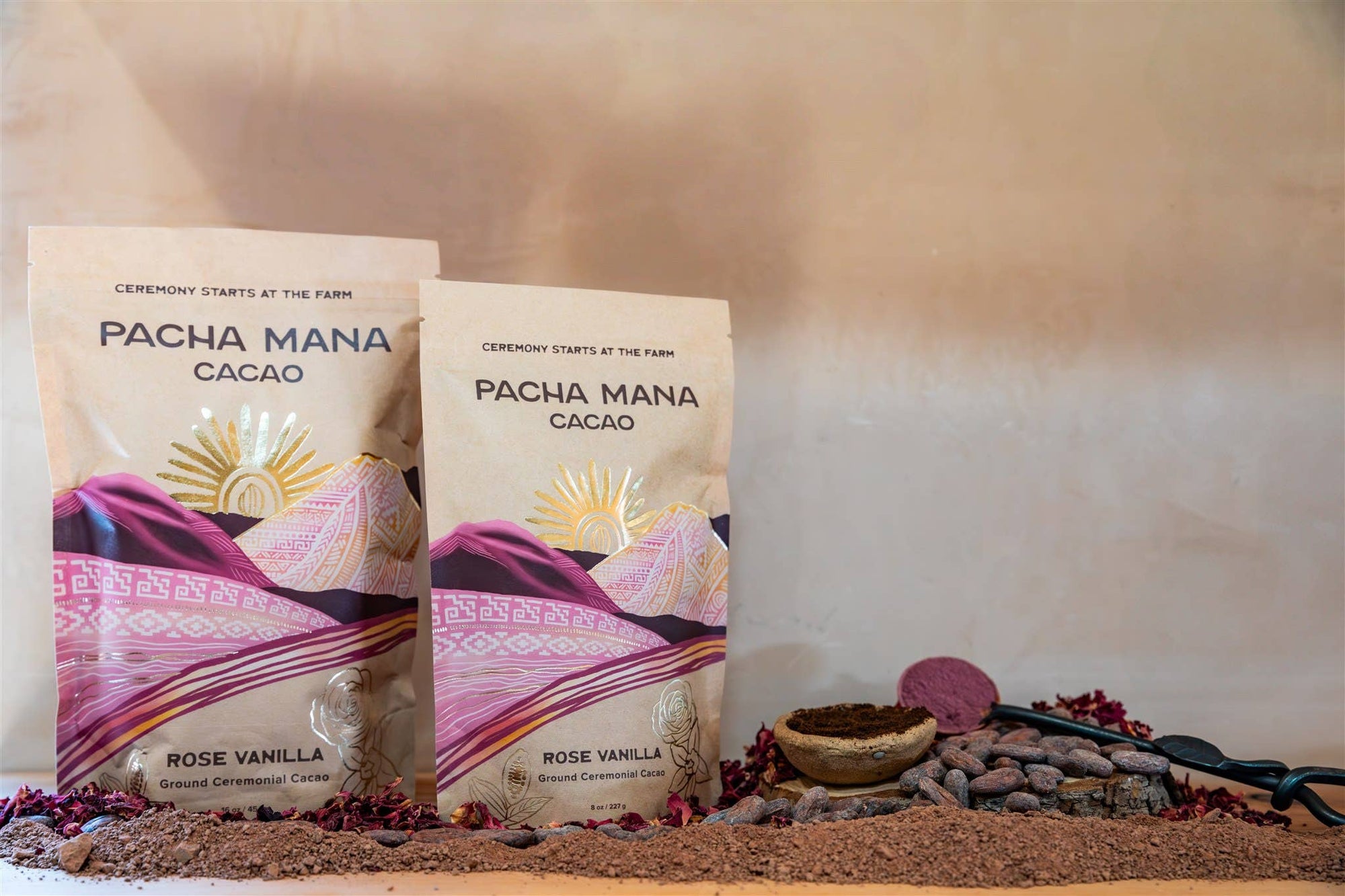 Rose Vanilla | Ground Ceremonial Cacao : 16 oz. Bag