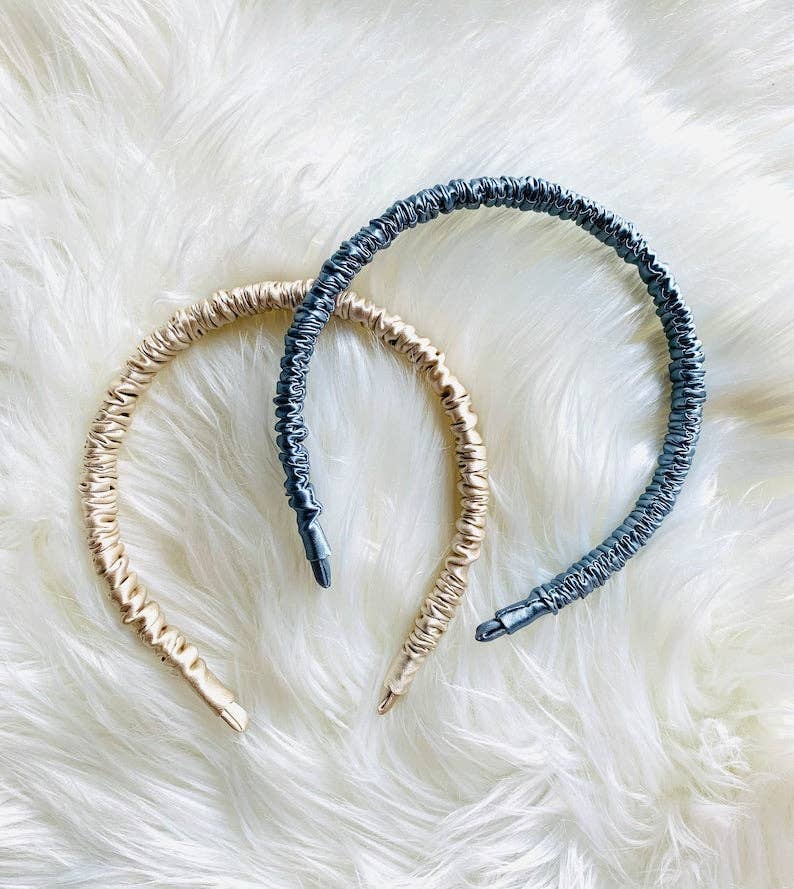 Skinny Silk Scrunchie style headbands: Beige