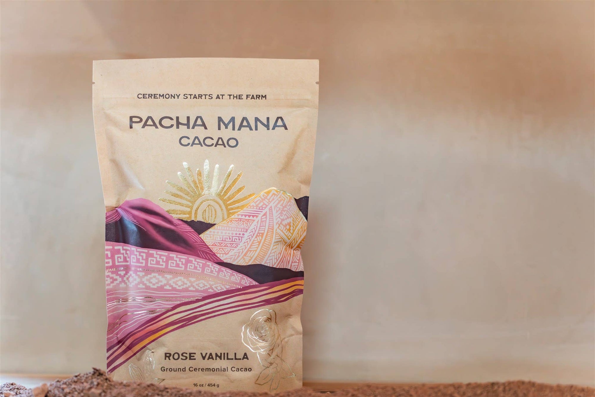 Rose Vanilla | Ground Ceremonial Cacao : 8 oz. Bag