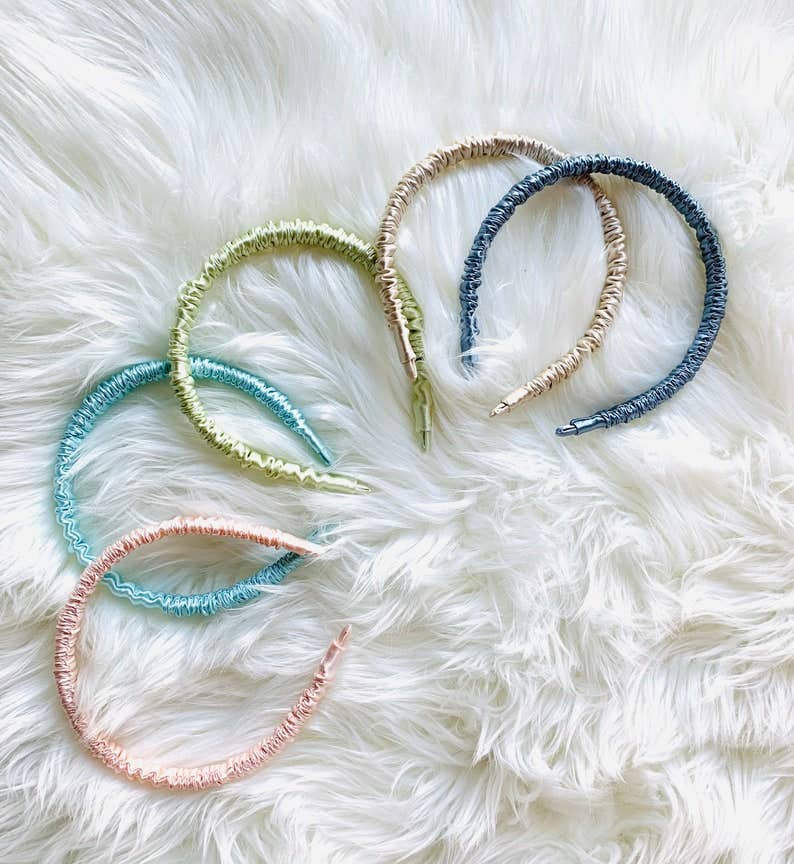 Skinny Silk Scrunchie style headbands: Beige