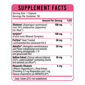 HERgevity Balance supplement facts panel