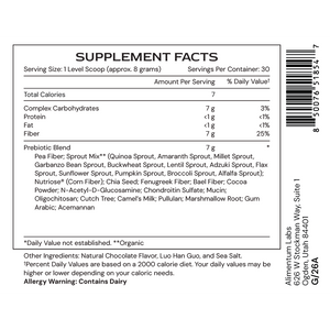 Metabolic Superfood supplement facts label