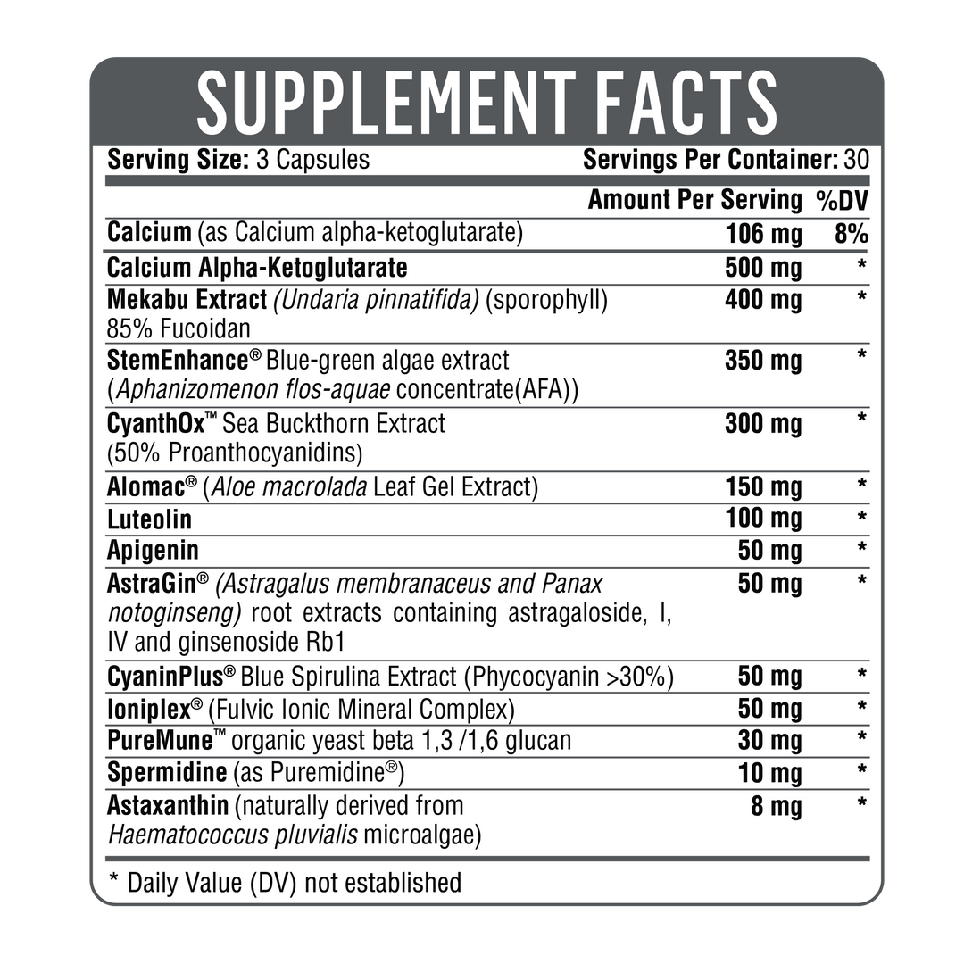 Prime Time+ 3.0 supplement facts panel