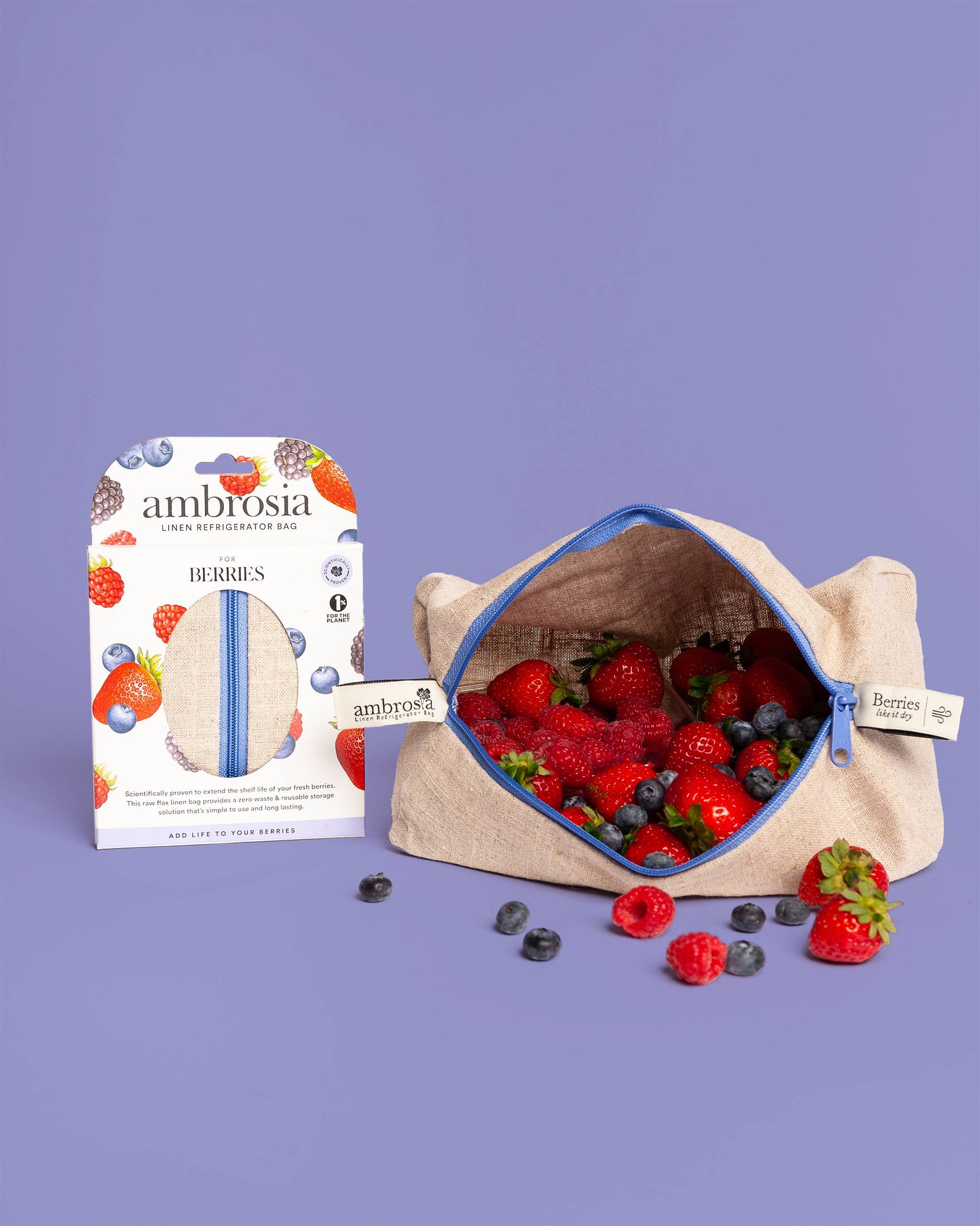 Ambrosia Linen Refrigerator Bag for Berries