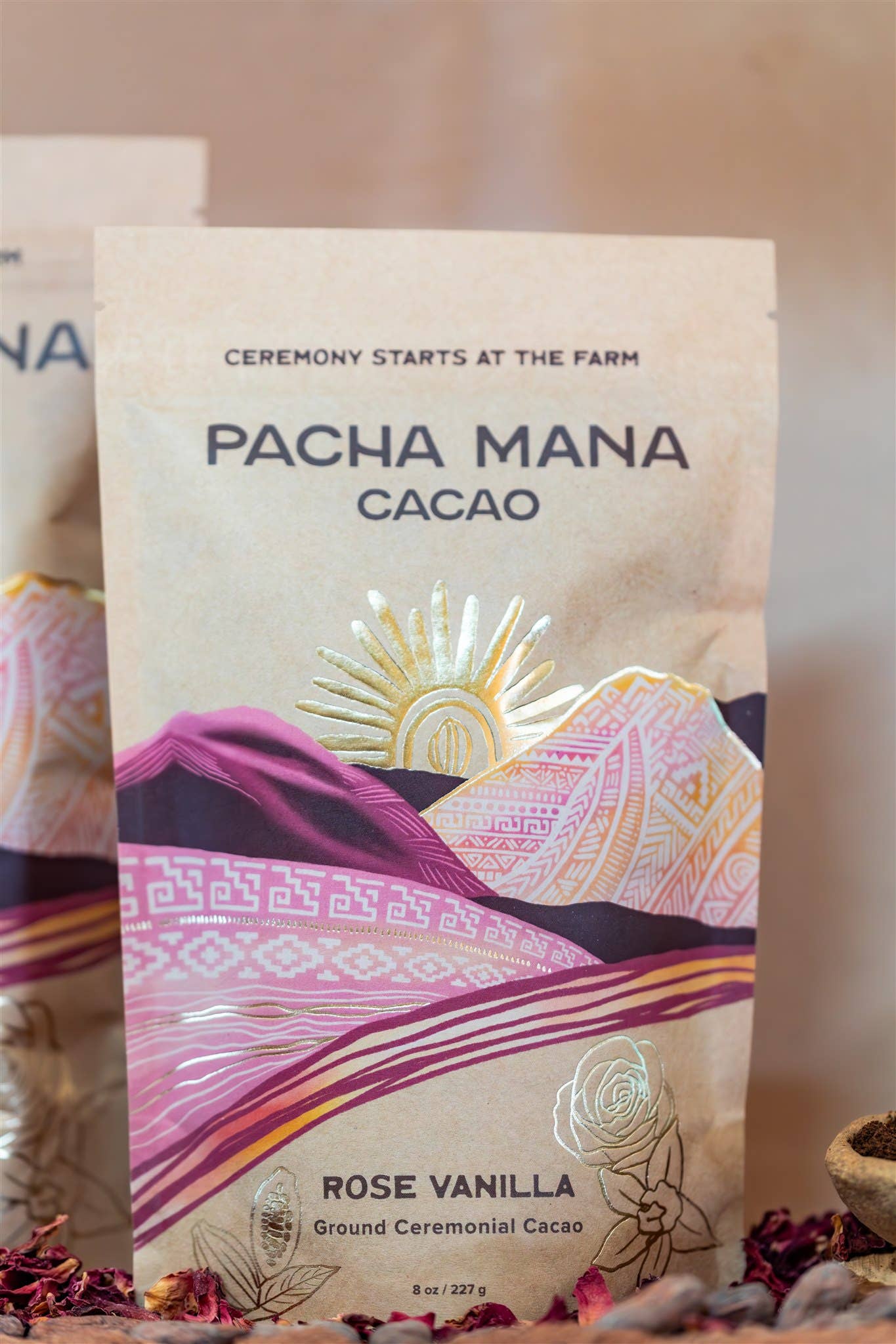 Rose Vanilla | Ground Ceremonial Cacao : 8 oz. Bag