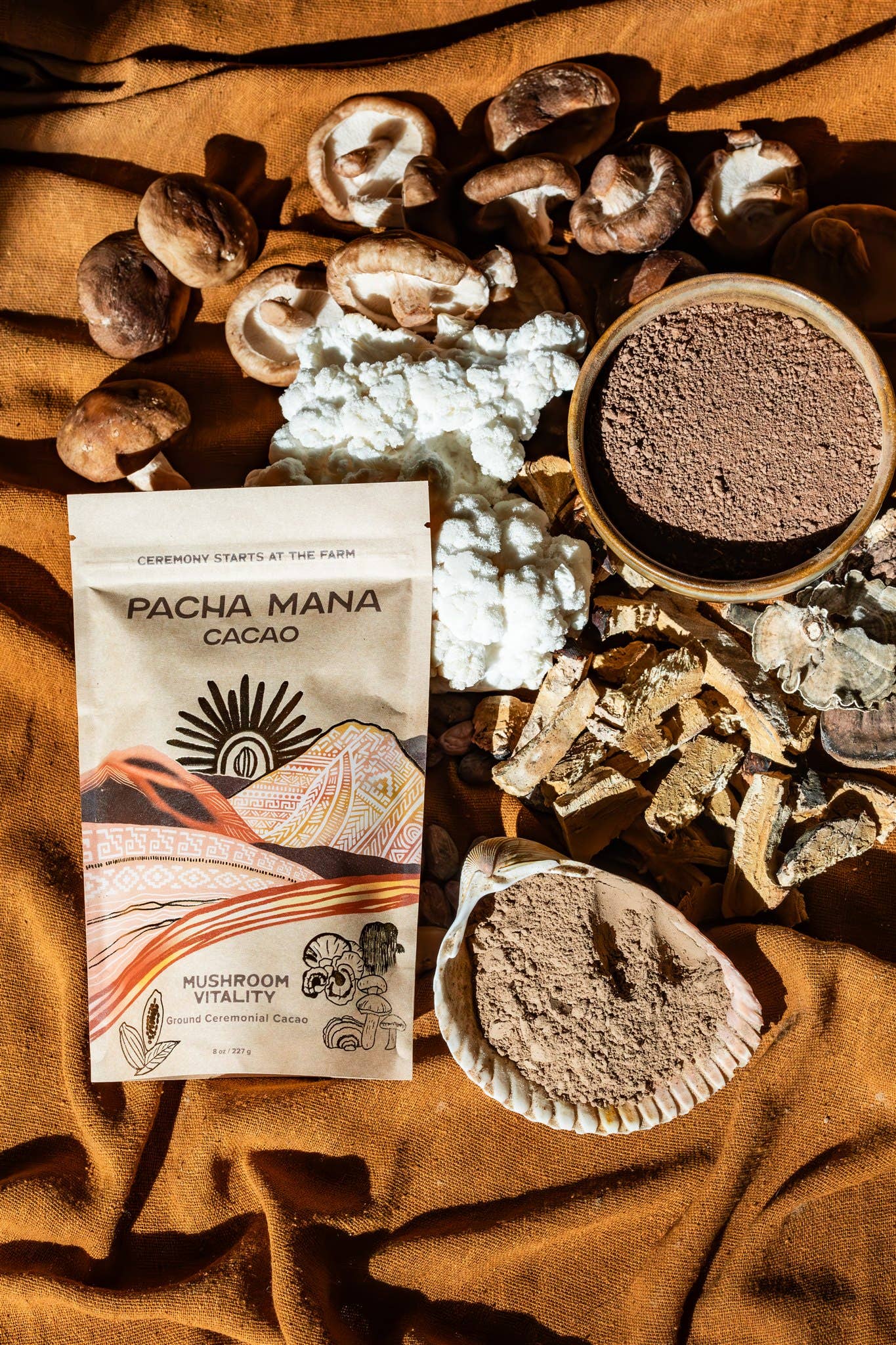 Mushroom Vitality (Ground Cacao) Drinking Chocolate Blend: 8 oz.